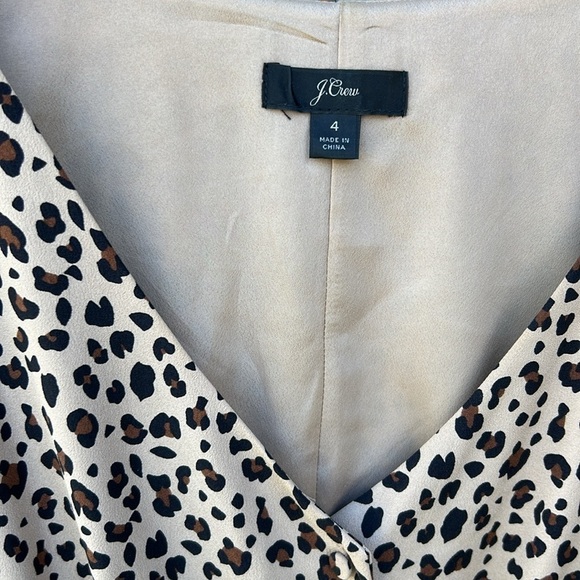 J. Crew Leopard Print Button Front A Line Midi Dress Sz 4 Retro Chic - Picture 3 of 5